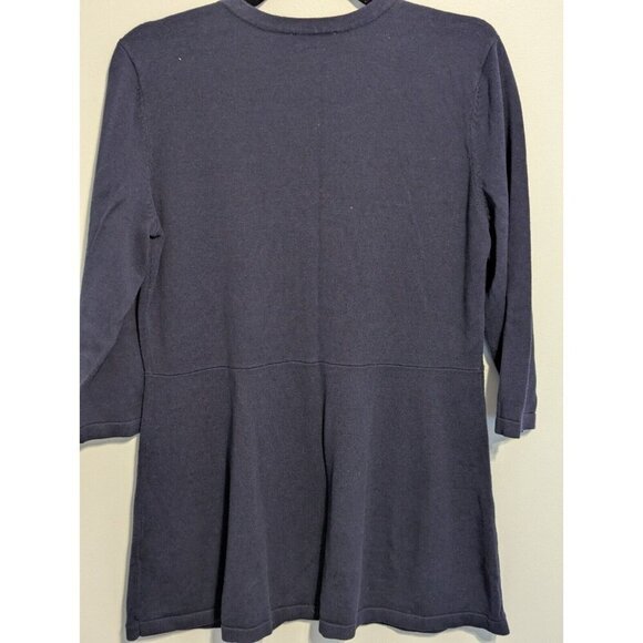 Isaac Mizrahi Live Essentials Open Front Knit Cardigan Sweaters Medium Navy Blue - Picture 7 of 7